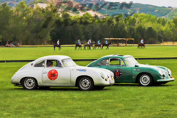 1955 Porsche 356 Continental Coupe & 1956 Porsche 1600S - Art - 1