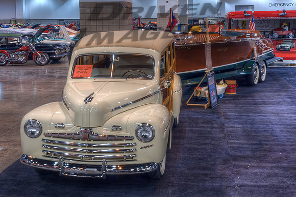 1946 Ford Super De Luxe Woody Wagon & 1929 Chrs Craft Triple Cockpit Runabout - 1
