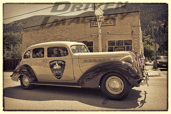 1937 Hudson Grand Touring Sedan - Busy Bee Cab Co  - 1 - Antique Black & White