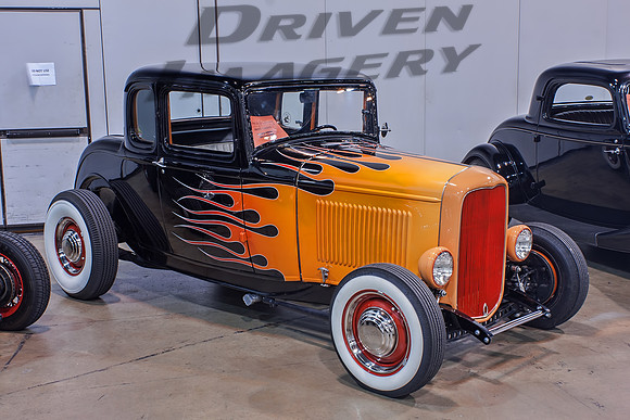 1932 Ford 5 Window Coupe - Black with Flames -1