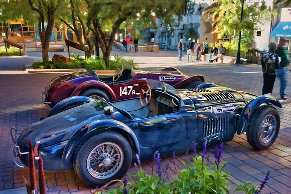 106 John Rich - 1951 Fitch-Jaguar Fitch Whitmore & 49 Don Blenderman - 1953 Kurtis 500S - Painting