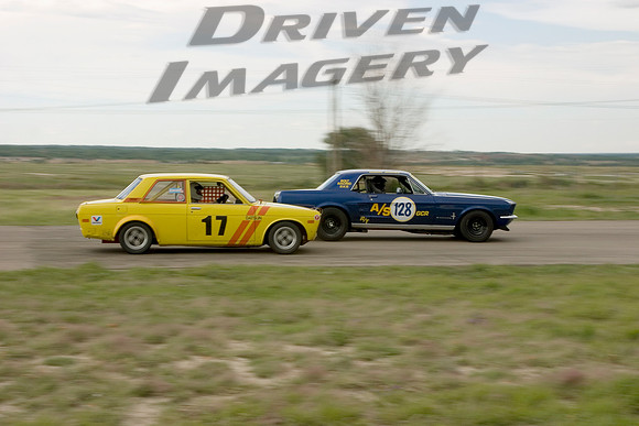 Frank Scholer #17 1971 Datsun B-510 & Robert Jimenez #128 1967 Ford Mustang