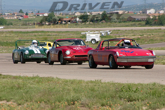 Orrin Burns #961 Porsche 914 - Ian Rainford #127 1967 TVR Mk 4-1800s - Matthew Reay #438 1959 Turner Mk 1