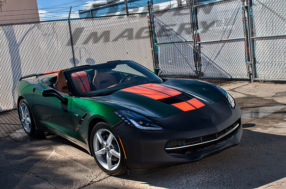 C7 Corvette Stingray Convertible - Green with Orange Stripe - 2