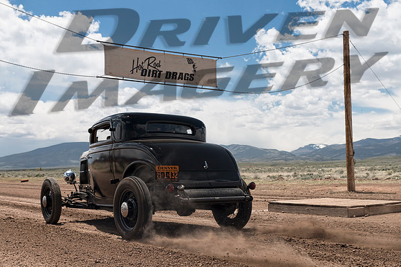 1932 Ford Coupe - Gloss Black - No Fenders - Black Wire Wheels - 1