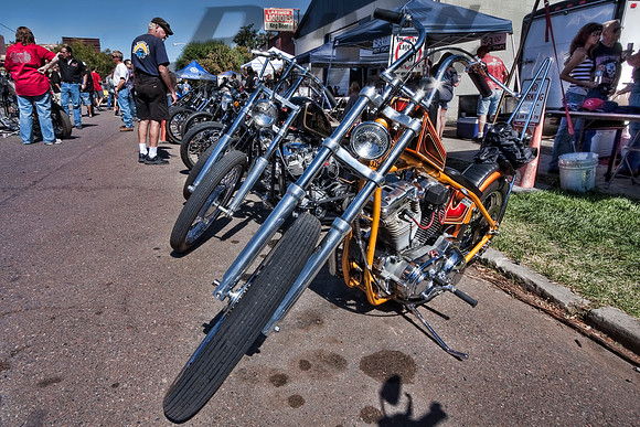 Orange Harley Chopper with Pinstripes