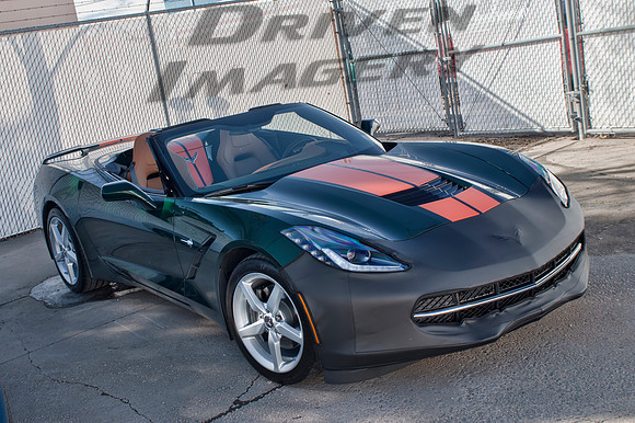 C7 Corvette Stingray Convertible - Green with Orange Stripe - 1