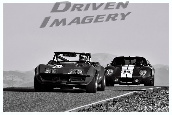 8 JP Griffith - 1968 Chevrolet Corvette Roadster & 86 Mark Cox - 1965 Ford Daytona Coupe Replica - B&W - 1