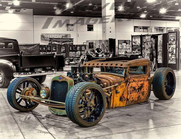 1931 Ford Model A Pickup - Traditional Hot Rod - B&W Background - Letter