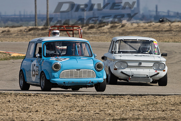 15 Cole Liggett - 1959 Morris Mini & 68 Per Eliasen - 1967 NSU 1200TT - 1