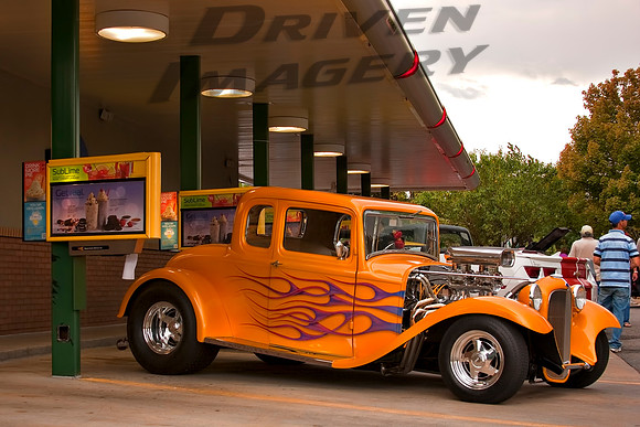 1931 Ford Model A Coupe Hot Rod - Yellow with Flames - Image 2